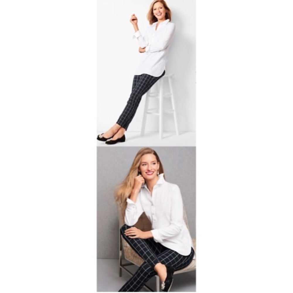 George Black & White Windowpane Plaid Capri Pants